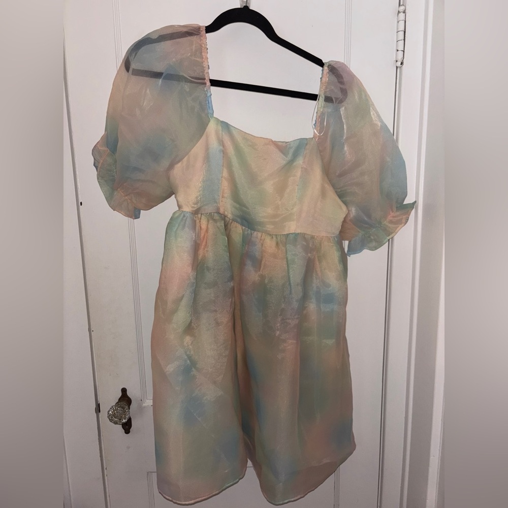 Endless Rose Multicolor Puff Sleeve Dress